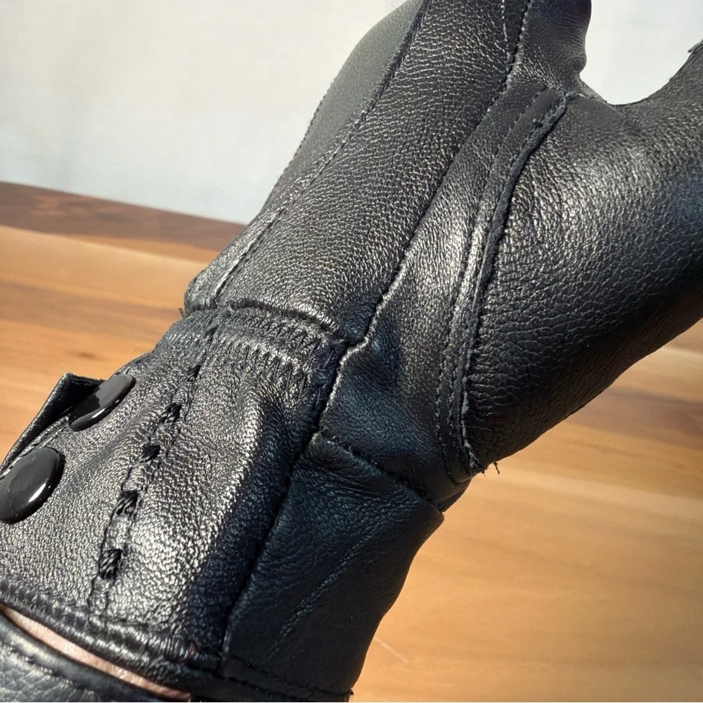 Women’s Lot (2) Gloves 100% Genuine Leather Lined Black‎ Unlink Red Sz 7 Driving